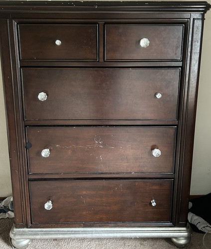 Brown dark wood chest - wood,